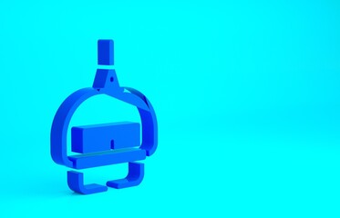 Blue Ski lift icon isolated on blue background. Minimalism concept. 3d illustration 3D render.