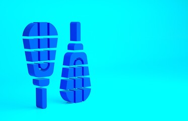 Blue Snowshoes icon isolated on blue background. Winter sports and outdoor activities equipment. Minimalism concept. 3d illustration 3D render.