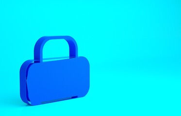 Blue Sport bag icon isolated on blue background. Minimalism concept. 3d illustration 3D render.