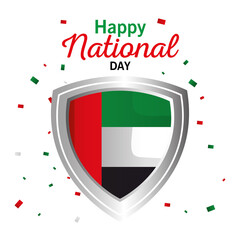 Uae national day shield design, arab spirit and holiday theme Vector illustration