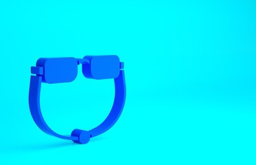 Blue Eyeglasses icon isolated on blue background. Minimalism concept. 3d illustration 3D render.