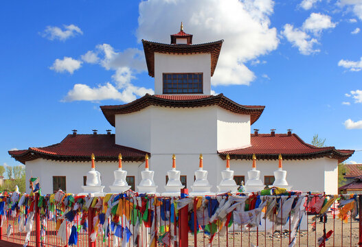 Kyzyl is the capital of the Tyva Republic. Russia. 05.12.2015. Tsechenling Buddhist Temple is one of the city's main tourist attractions.
