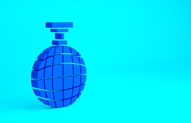 Blue Disco ball icon isolated on blue background. Minimalism concept. 3d illustration 3D render.