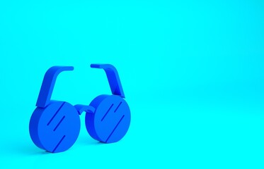 Blue Eyeglasses icon isolated on blue background. Minimalism concept. 3d illustration 3D render.