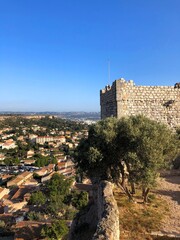 Obraz premium Top view from Sarrasine tower hills rock stone, whole view of cityscape and suburban of Vitrolles and Marignane in Marseille, Alps de Cote Azur, South France