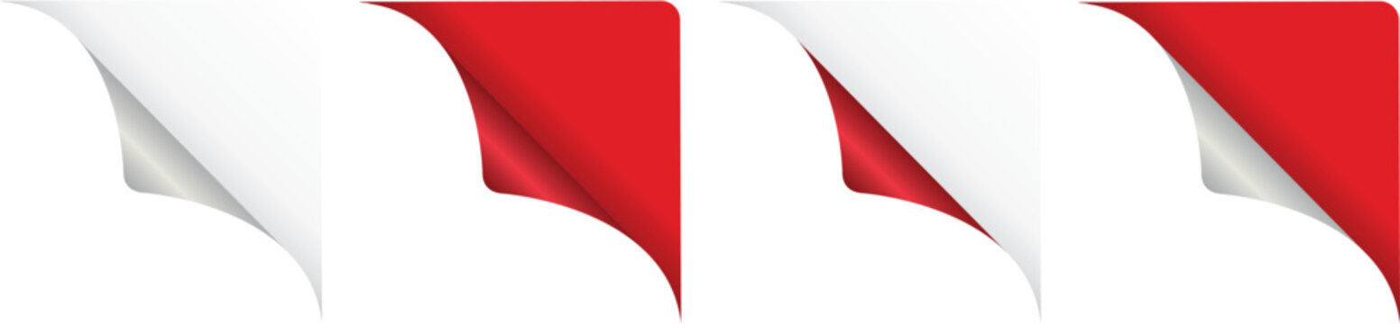 red corner banner design elements isolated on white background	
