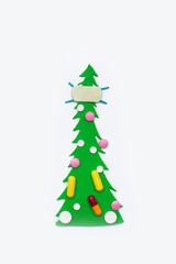 Christmas tree decorative, new year flu, virus concept 