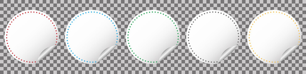 set of round sticker banners on transparent background	
