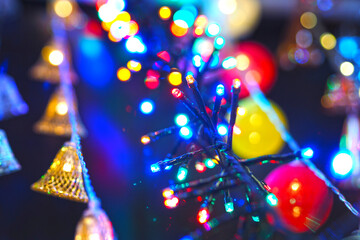 Christmas colorful neon lights as Christmas background. New year's