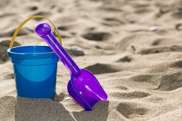 Bucket and Shovel on a Beach
