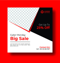 Cyber monday social media banner design or square post template Premium Vector
