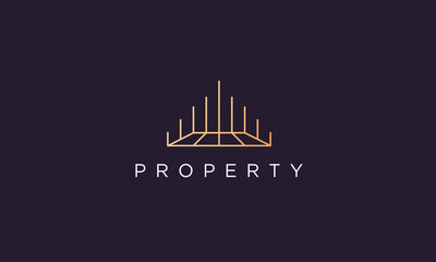 luxury and classy real estate apartment abstract logo design in a simple and modern style