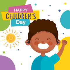 Happy childrens day with boy cartoon design, International celebration theme Vector illustration