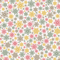 Seamless background for Christmas and New Year. Pattern with snowflakes and stars. Use for wallpaper, printing on the packaging paper, textiles.  Vector illustration. - 395560292