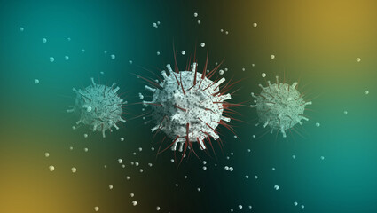 Coronavirus 2019-nCoV and Virus background with disease cells. COVID-19 Corona virus outbreaking and Pandemic medical health risk concept. 3D rendering. 3D illustration.