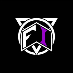 Monogram letter F I Diamonds decorated with circles and triangles are perfect for game initials, greeting cards, logos, posters, etc.