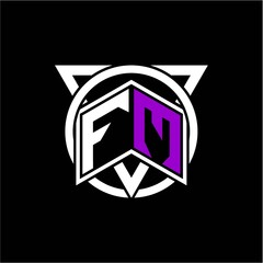 Monogram letter F M Diamonds decorated with circles and triangles are perfect for game initials, greeting cards, logos, posters, etc.