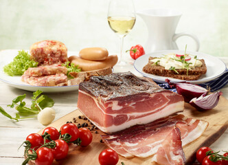 Air-dried Black Forest ham on a chopping board