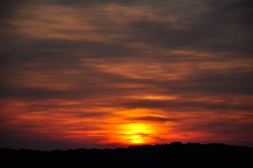 Fototapeta na wymiar Red sunset sky blow and horizon, nature background.
