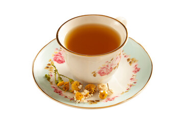 dried daisies and chamomile tea