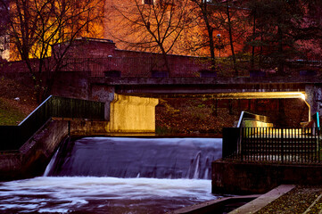 Night photo of the park in Olsztyn