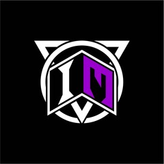 Monogram letter I M Diamonds decorated with circles and triangles are perfect for game initials, greeting cards, logos, posters, etc.