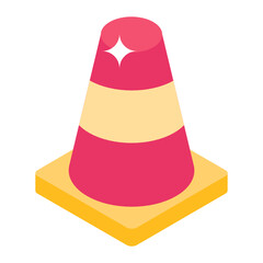
Icon of traffic cone in editable isometric design
