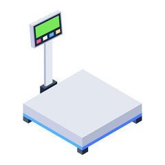 
Icon of delivery weighing machine in isometric design, weight scale vector 
