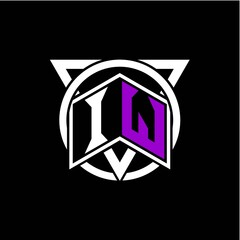 Monogram letter I W Diamonds decorated with circles and triangles are perfect for game initials, greeting cards, logos, posters, etc.