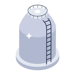 
Icon of silo, storage unit in isometric style 
