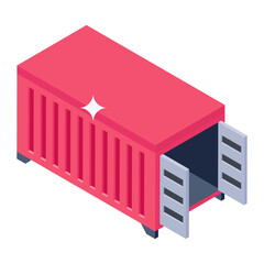 
Icon of cargo container in isometric style 
