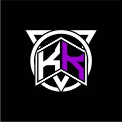 Monogram letter K K Diamonds decorated with circles and triangles are perfect for game initials, greeting cards, logos, posters, etc.