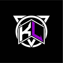 Monogram letter K L Diamonds decorated with circles and triangles are perfect for game initials, greeting cards, logos, posters, etc.