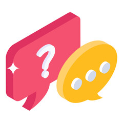 
Question mark inside smartphone,  mobile help isometric icon 
