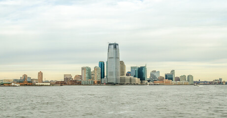 Fototapeta premium Panoramic View of Jersey City Skyline, New Jersey, USA. High Rise Buildings and Skyscrapers
