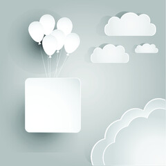 Blank balloon white paper cut sky cloud
