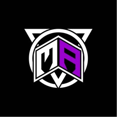 Monogram letter M A Diamonds decorated with circles and triangles are perfect for game initials, greeting cards, logos, posters, etc.