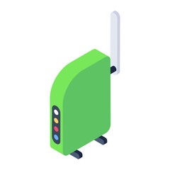 
Internet service, wireless wifi modem in isometric vector 
