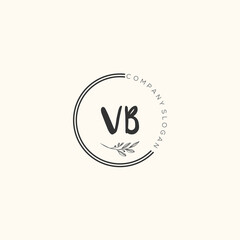 Fototapeta na wymiar VB Beauty vector initial logo, handwriting logo art design of initial signature, wedding, fashion, jewerly, boutique, floral and botanical with creative template for any company or business.