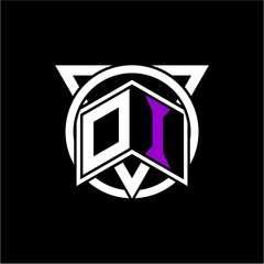 Monogram letter O I Diamonds decorated with circles and triangles are perfect for game initials, greeting cards, logos, posters, etc.