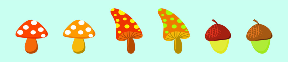 set of mushrooms. cartoon icon design template with various models. vector illustration isolated on blue background
