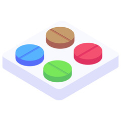 
Trendy isometric vector of medicine strip, 
