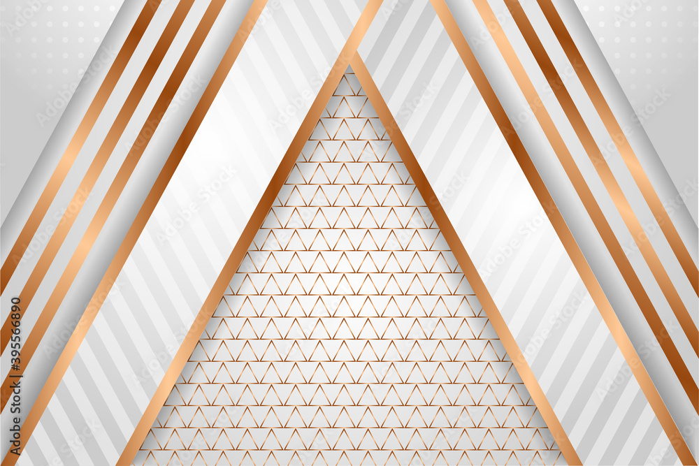Poster abstract geometric background template with combination grey white gradient and gold color element. 