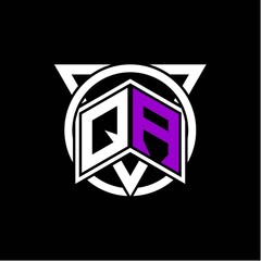 Monogram letter Q A Diamonds decorated with circles and triangles are perfect for game initials, greeting cards, logos, posters, etc.