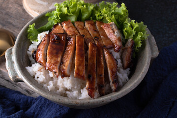 Roasted Pork and Vegetables on Rice