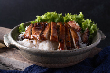 Roasted Pork and Vegetables on Rice