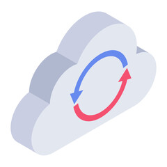 
Icon of cloud sync in editable isometric style 
