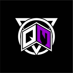 Monogram letter Q M Diamonds decorated with circles and triangles are perfect for game initials, greeting cards, logos, posters, etc.