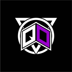 Monogram letter Q O Diamonds decorated with circles and triangles are perfect for game initials, greeting cards, logos, posters, etc.