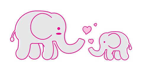 Cute Elephant cartoon character, Vector illustration of an Elephant.	